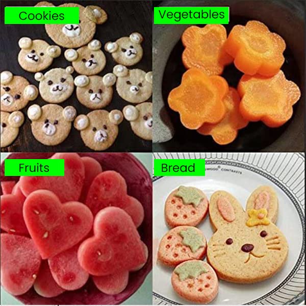 Maxxlite  9Pc Vegetable Shape Cutter for Food Kids Various Shapes Pastry, Bread, Cookie, Vegetable, Fruit Cutter Shapes Star and Heart Shape Cutters