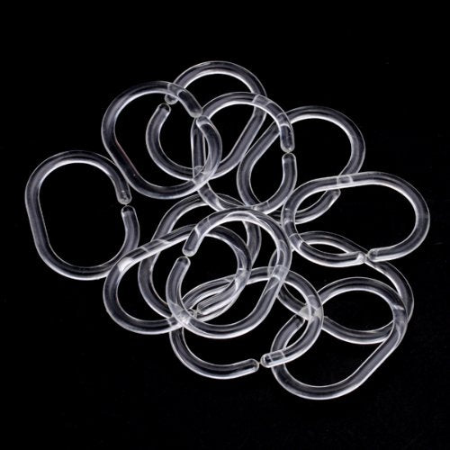 Maxxlite 12pcs Plastic Bathroom Shower Curtain Hook Ring