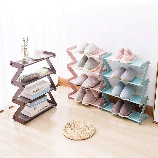 Maxxlite  52.com 4 Layer Z Type Lightweight Sleek Space Saving Shoe Organizer Rack for Home and Office(Plastic, Multicolour)